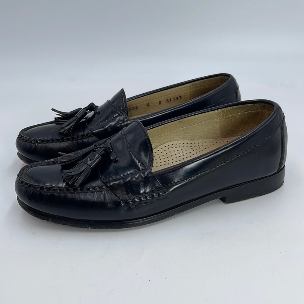 Cole Haan Men Pinch Tassel Black Leather Loafer Dress Shoes